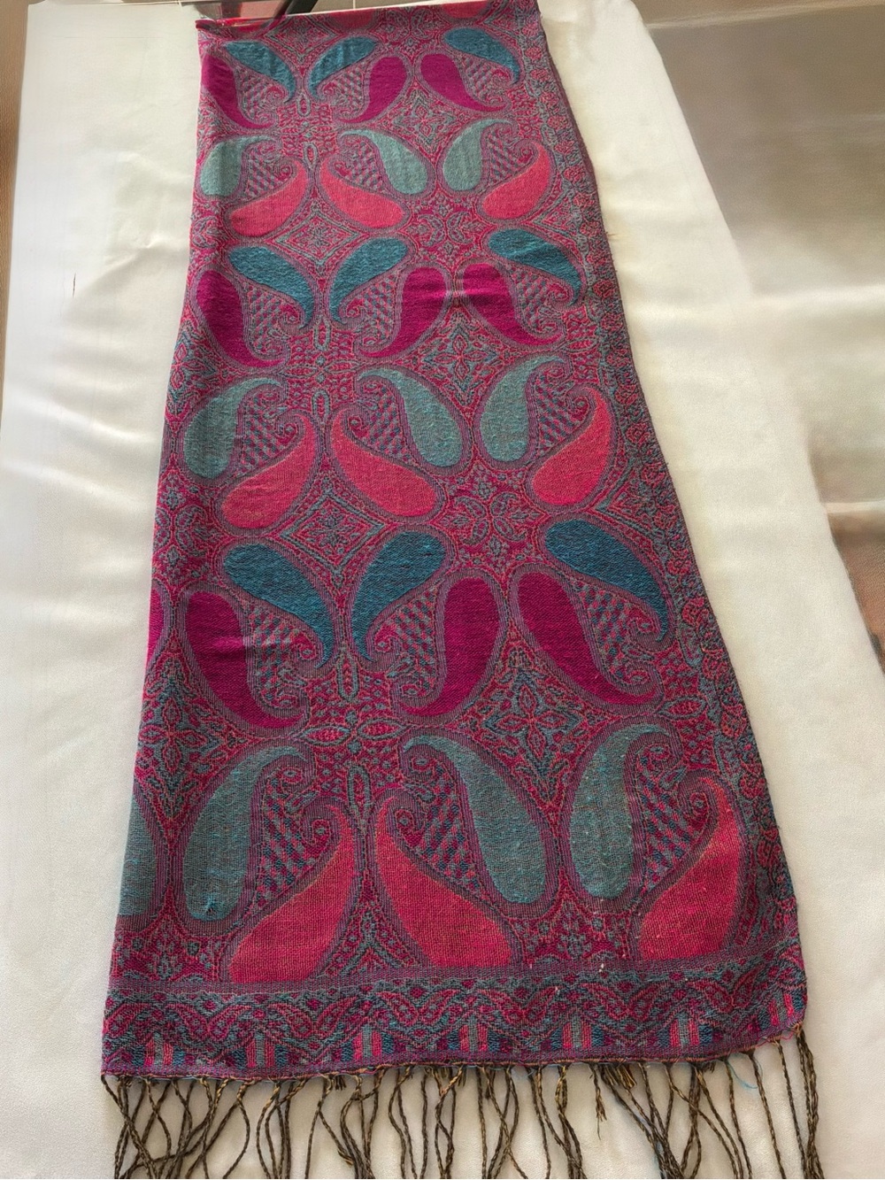 Paisley Pattern Pink & Teal Women's Pashmina Elegant Wrap Style